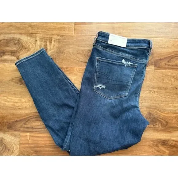 American Eagle Jegging Next Level Stretch Low Rise 16 Short 33W Dark Indigo- NWT - Picture 5 of 6